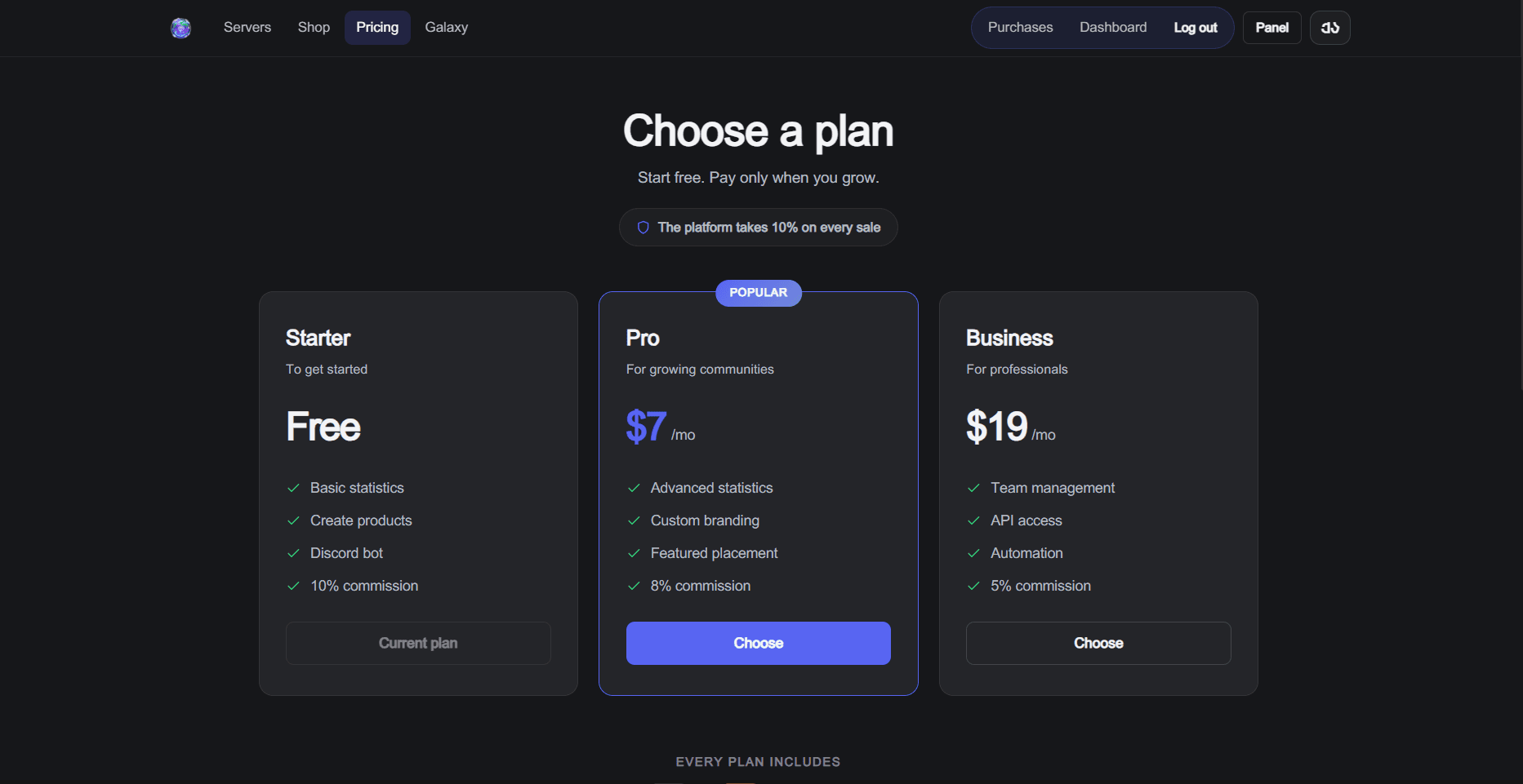 Pricing Page